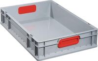 Transportstapelbehälter, NW-Nr.: 9000448244 L600xB400xH120mm grau PP, geschlossener Griff rot Seitenwände geschl.ALLIT  