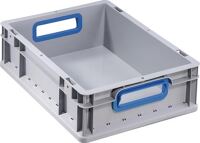 Transportstapelbehälter, NW-Nr.: 9000448250 L400xB300xH120mm grau PP, offener Griff blau Seitenwände geschl.ALLIT  