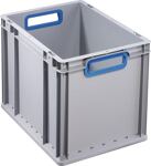 Transportstapelbehälter, NW-Nr.: 9000448253 L400xB300xH320mm grau PP, offener Griff blau Seitenwände geschl.ALLIT  