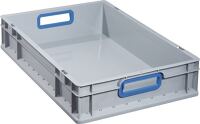 Transportstapelbehälter, NW-Nr.: 9000448254 L600xB400xH120mm grau PP, offener Griff blau Seitenwände geschl.ALLIT  