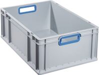 Transportstapelbehälter, NW-Nr.: 9000448256 L600xB400xH220mm grau PP, offener Griff blau Seitenwände geschl.ALLIT  
