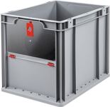 Transportstapelbehälter, NW-Nr.: 9000448262 L400xB300xH320mm grau rot, PP m.Klappscheibe Seitenwände geschl.ALLIT  