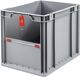 Transportstapelbehälter, NW-Nr.: 9000448262 L400xB300xH320mm grau rot, PP m.Klappscheibe Seitenwände geschl.ALLIT  