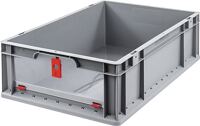 Transportstapelbehälter, NW-Nr.: 9000448263 L600xB400xH170mm grau rot, PP m.Klappscheibe Seitenwände geschl.ALLIT  