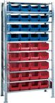 Steckregal, NW-Nr.: 9000449845 H2000xB1000xT400mm, Anbauregal 10 Stahlböden 16xMK3Z blau,20xMK3Z rot  