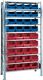 Steckregal, NW-Nr.: 9000449845 H2000xB1000xT400mm, Anbauregal 10 Stahlböden 16xMK3Z blau,20xMK3Z rot