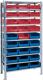 Steckregal, NW-Nr.: 9000449848 H2000xB1000xT500mm, Grundregal 10 Stahlböden 14xMK2Z blau,13xMK2Z rot
