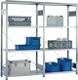 Steckregalset, NW-Nr.: 9000452997 H2000xB2000xT400mm, Grund-/Anbauregal verz.8 Stahlböden Trgf.150kg, Feldlast 1650kg META  