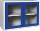 Hängeschrank, NW-Nr.: 9000453659 H600xB800xT300mm, Sichtfenster,1 BD Stahlbl.lichtgrau/enzianb, lau  