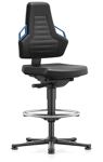 Arbeitsdrehstuhl Nexxit, NW-Nr.: 9000454337 Bodengleiter+Fußring, Grifffarbe blau Integralschaum  