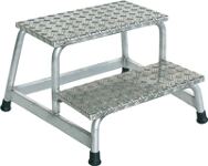 Arbeitspodest Stufen 2, NW-Nr.: 9150460500 eins.begehbar H.400mm, Warzenblech GÜNZBURGER Podesthöhe 400mm, Stufen/Plattform Alu.  