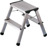 Klapptritt 2Stufen m.Drahtsperrmechanik Alu.poliert Gesamt-H.460mm Gewicht 1,5kg