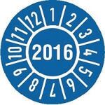 Einjahres-Prüfplakette Jahr 2016 mit Monaten 30mm selbstkl. Btl. a 100 Stück