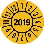 Einjahresprüfplakette, NW-Nr.: 9000477009 D.15 mmBxL Jahr 2019, m.Monaten Folie Btl.a 100 St.  