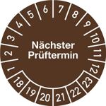 Mehrjahresprüfplakette, NW-Nr.: 9000477049 D.20 mmBxL Nächster, Prüftermin 2018-2023 Folie  