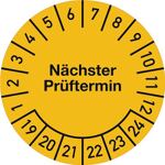 Mehrjahresprüfplakette, NW-Nr.: 9000477051 D.20 mmBxL Nächster, Prüftermin 2019-2024 Folie Btl.a 100 St.  