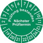 Mehrjahresprüfplakette, NW-Nr.: 9000477059 D.30 mmBxL Prüfung, bestanden 19-24 Folie Btl.a 100 St.  