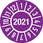Einjahresprüfplakette, NW-Nr.: 9000477070 D.15mm Jahr 2021, m.Monaten Folie Btl.100 St.  