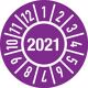 Einjahresprüfplakette, NW-Nr.: 9000477070 D.15mm Jahr 2021, m.Monaten Folie Btl.100 St.