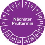 Mehrjahresprüfplakette, NW-Nr.: 9000477077 D.30mm Nächster, Prüftermin 2021-2026 Folie Btl.a 100 St.  