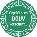 Prüfplakette D.30mm Geprüft n.DGUV3 22-31 Folie selbstkl.10 St./p.Bogen