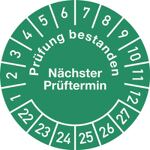 Prüfplakette D.30mm Prüfung bestanden 22-27 Folie selbstkl.10 St./p.Bogen