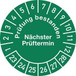 Mehrjahresprüfplakette D.30mm Prüfung bestanden 23-28 Folie