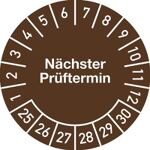 Mehrjahresprüfplakette, NW-Nr.: 9000477116 D.20mm Nächster, Prüftermin 2025-2030 Folie Btl.a 100 St.  