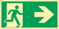 Rettungszeichen DIN EN, NW-Nr.: 9000477435 ISO 7010 L297xB148mm, Rettungsweg re.Ku. ASR A1.3/DIN EN ISO 7010, Kunststoffschild  