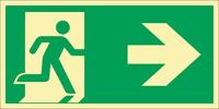 Rettungszeichen DIN EN, NW-Nr.: 9000477436 ISO 7010 L297xB148mm, Rettungsweg re.Folie ASR A1.3/DIN EN ISO 7010, Folie selbstklebend  