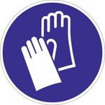 Gebotszeichen, NW-Nr.: 9000477499 Handschutz benutzen, D.200mm blau/weiß ASR A1.3/DIN EN ISO 7010, Folie selbstklebend  
