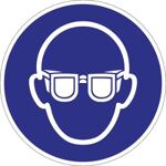 Gebotszeichen, NW-Nr.: 9000477500 Augenschutz benutzen, D.200mm blau/weiß Kunststoffschild, ASR A1.3/DIN EN ISO 7010  