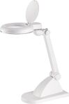 LED-Lupenleuchte Glaslinse 88,9 (3,5Zoll) Standfuß weiß m.Abdeckung,runder Kopf