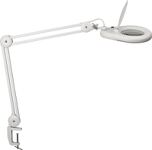 LED-Lupenleuchte, NW-Nr.: 9000483068 Glaslinse 127mm (5 Zoll), Tischklemme weiß m.Abdeckung,runder Kopf  