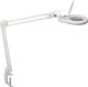 LED-Lupenleuchte, NW-Nr.: 9000483068 Glaslinse 127mm (5 Zoll), Tischklemme weiß m.Abdeckung,runder Kopf