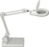 LED-Lupenleuchte, NW-Nr.: 9000483073 Glaslinse 127mm (5 Zoll), Standfuß weiß m.Abdeckung,runder Kopf  
