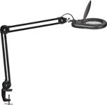 LED-Lupenleuchte, NW-Nr.: 9000483074 Glaslinse 127mm (5 Zoll), Tischklemme schwarz m.Abdeckung,runder Kopf  