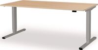 Schreibtisch levero, NW-Nr.: 9000483505 H650-1250xB1800xT800mm, weißaluminium,RAL 9006/Ahorn, elektr.höhenv.MAUSER  