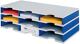 Sortierablage Trio 9, NW-Nr.: 9000493350 Fächer H223xB723xT331mm, Polystyrol grau/blau B.723xH.331mm, Grundeinheit