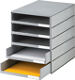 Ablagebox Ku. Front grau m.5Schubl. offen B.246xT.335xH.323mm Gehäuse grau