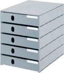 Ablagebox Ku. Front grau m.5Schubl. geschlossen B.246xT.335xH.323mm Gehäuse grau