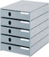 Ablagebox Ku. Front grau m.5Schubl. geschlossen B.246xT.335xH.323mm Gehäuse grau