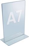 Tischaufsteller f.Format DIN A7 Acryl transparent mit T-Ständer