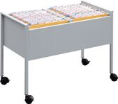 Bürowagen H592xB760xT400mm silber m. 2 Hängeregistern f.ca.100 Hängeordner