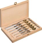 Stechbeitelsatz 6,10,12,16,20,26mm Weißbuchenh.Ulmer Form HO-Kasten
