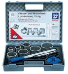 Fliesenlochbohrset 10tlg.HM-bestückt D.33/43/53/63/67/73/83mm m.Aufnahme/Bohrer