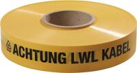 Trassenwarnband Aufdruck Achtung LWL-Kabel B.40mm L.250m gelb