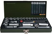 Steckschlüsselsatz 3/8 Zoll 24 tlg. 6 - 24 mm 6 KT in Stahlblechkassette