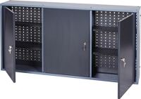 Werkzeugschrank H600xB1200xT200mm silber anth.3 Lochrückwände,3 Türen