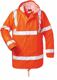 Norway PU-Warnschutz-Regenjacke FINN, orange mit Kapuze + Reflexstreifen, EN20471 + EN343 winddicht, wasserdicht (8000 mm), Nr. 2341  